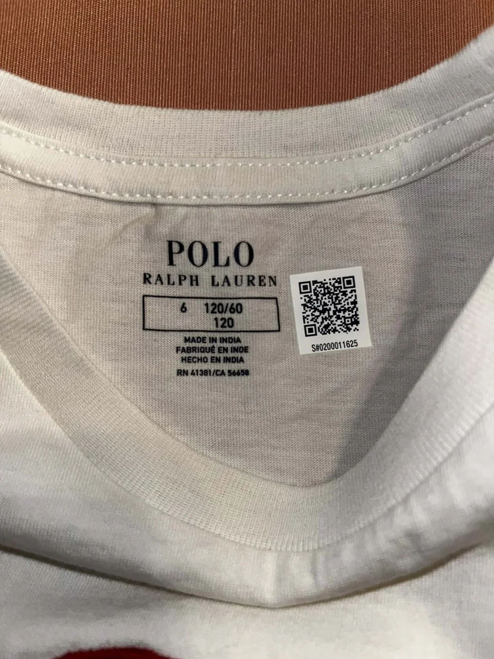 Polo Ralph Lauren White Tee with Plaid Logo